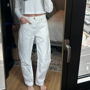 Gap White High Rise Barrel Carpenter Jeans